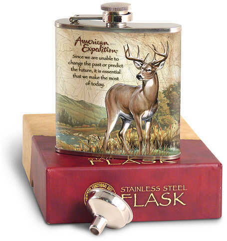 Ideaman Inc. / AM Expedition Stainless Flask - Whitetail Deer w/Funnel 6oz. 37212