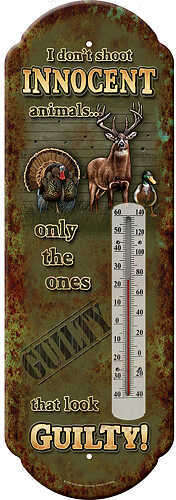 Rivers Edge Innocent Animals Thermometer Tin Indoor/Outdoor 17''x5''