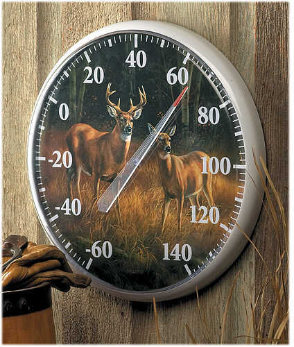 WILD WINGS October Mist Thermometer Whitetail Deer 12'' dia. 5209765103