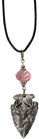 LITTLE D DESIGN LLC Buck Head Arrow Pendant Necklace w/Pink/Silver Accents 16" 58715