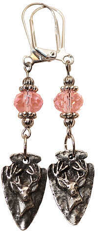 LITTLE D DESIGN LLC Buck Head Arrow Earrings w/Pink/Silver Accents 58716