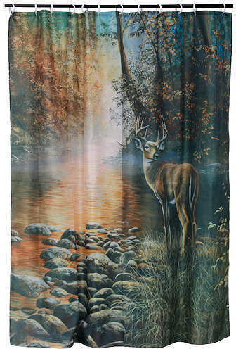 Rivers Edge Products Deer Scene Shower Curtain 70"x72" Polyester 755
