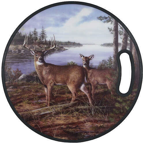 Click to see larger image. Rivers Edge PPE Antibacterial Plastic Cutting Board - Deer 13.75" Round