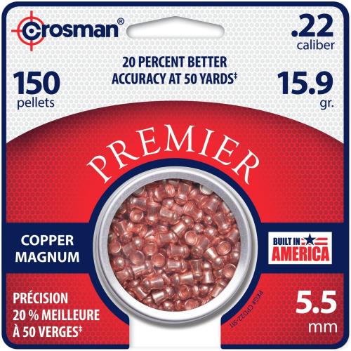 Crosman Premier Copper Pellet .22 150 pk. Model: CPD22