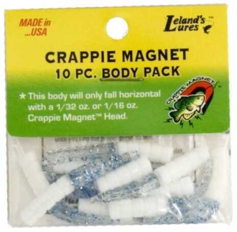 Lelands Lures Crappie Magnet Body 15pk White/Clear w/Blue Flake Md#: CM15-CLBSF