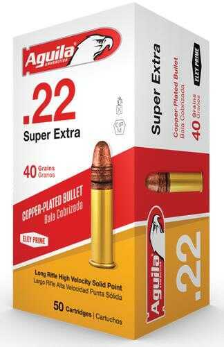 Aguila Super Extra High Velocity 22 LR 40 gr Copper-Plated Solid Point Ammo 50 Round Box