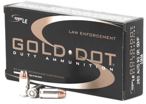 380 ACP 50 Rounds Ammunition Speer 90 Grain Jacketed Hollow Point