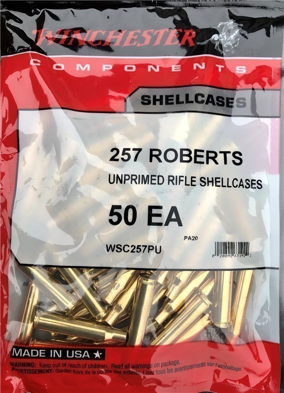 Winchester New Unprimed Brass 257 Roberts 50 pcs. WSC257PU