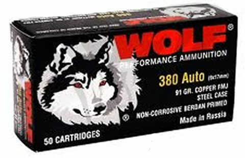 380 ACP 50 Rounds Ammunition Wolf Performance Ammo 91 Grain Full Metal Jacket