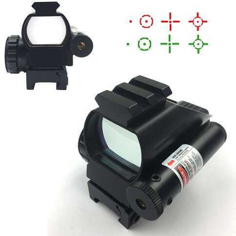 Twod Red Dot Sight 4 Reticles Adjustable Brightness with Laser for Picatinny Weaver Rail Black