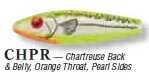 Mirrolure / L&S Bait She Dog 1/2 4in Chartreuse/Pearl/Orange Throat Md#: 83MR-CHPR