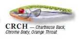 Mirrolure / L&S Bait She Dog 1/2 4in Chrome/Chartreuse Bk Orange Throat Md#: 83MR-CRCH