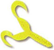 Mister Twister Double Tail 4in 10pk Chartreuse Silver Flake Md#: DT10-10S