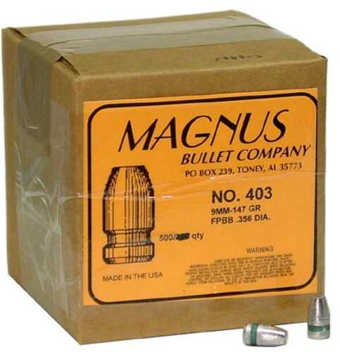 Magnus 9mm .356 Diameter 147 Grain Flat Point Bevel Base 500 Count