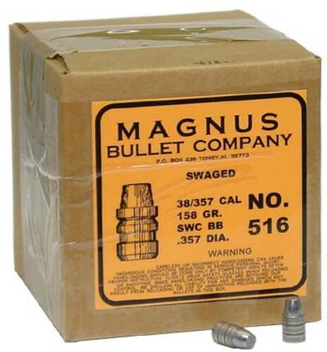Click to see larger image. Magnus 38/357 Caliber .357 Diameter 158 Grain Semi Wad Cutter Swaged Lead 500 Count