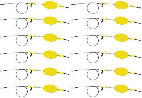 Comal Floats Oval Weighted Rig 2 1/2in 28in Wire 12Ri Yellow OWB250Y28S