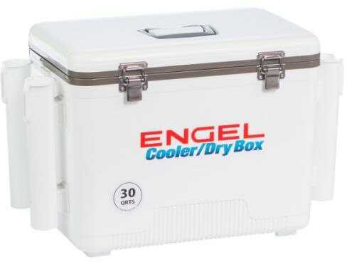 Engel Coolers Dry Box White W/ Rod Holders 30Quart Model: Uc30-rh
