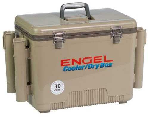 30 Quart Rod Holder Cooler and Drybox in Tan
