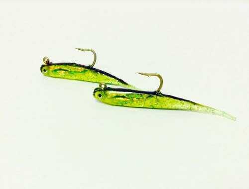 H&H Lure H&H Glass Minnow Double Rig 1/8Oz Chart Mylar/Black Back Model: GMDR18-04