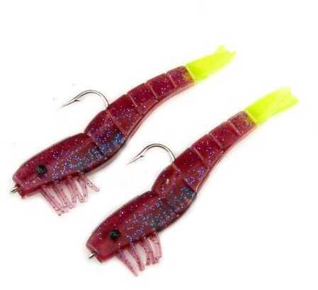 H&H Lure H&H TKO Shrimp Double Rig 1/4oz Pur/Blu Glit/Chart Tail TKODR14-92