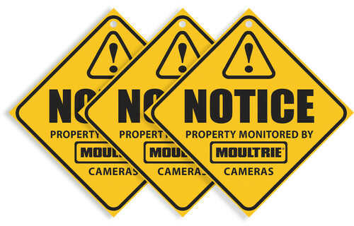 Moultrie MCA-13133 Camera Surveillance Signs Yellow 3 Per Pkg