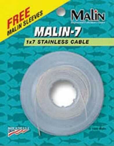 Malin Seven Strand SS Wire Clr 30ft .038Dia 90Lb W/12 Sl