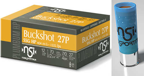 Nobel Buckshot 12 Gauge 4-Buck 2-3/4 in 27 Pellets 1325 fps Case Lot 250 Rounds Model: ANS124BK10