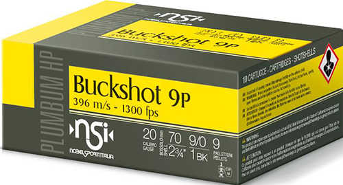 Nobel Buckshot 20 Gauge 1-Buck 2-3/4 in 9 Pellets Case Lot 200 Rounds Model: ANS201BK10
