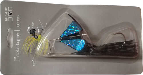 Prototype Lures Guerrilla Buzz 3/8Oz Black With Blade Blue Prism Tape Model: GB38-13