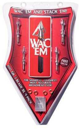 WacEm Archery Em Broadheads 100 Grains 3-blade Xl 4-pack Model: 1003