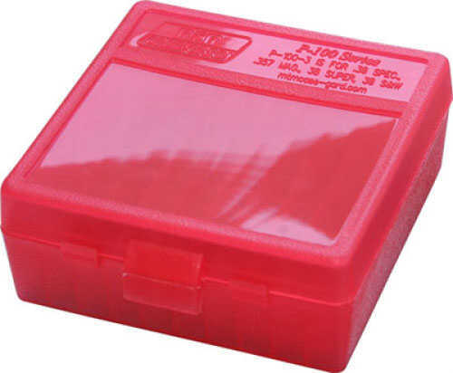 MTM Ammunition Box 100 Round Flip-Top 38 - 357 Clear Red P-100-3-29-img-0