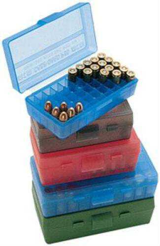 MTM Ammunition Box 50 Round Flip-Top 41 44 45 LC Clear Red P50-44-29