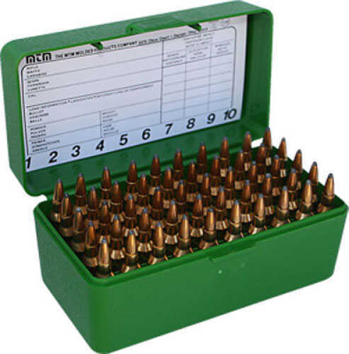 MTM Ammunition Box 50 Round Flip-Top 22-250 6mm PPC 7mm BR Green RS-S-50-10