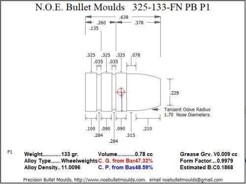 Bullet Mold 2 Cavity .325 caliber Plain Base 133gr-img-0