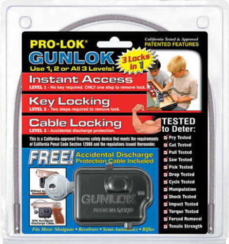 Pro-Lok California DOJ Approved Instant Access Gunlok - Keyed Different Trigger lock & cable 3 protec GL650KD