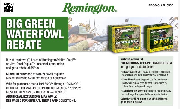 Image for news headline - Remington – Big Green Waterfowl Rebate