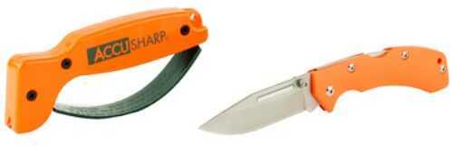 AccuSharp Model 716C Folding Knife Orange Grip Stainless Steel Blade Includes SharpNEasy Tool Sharpener