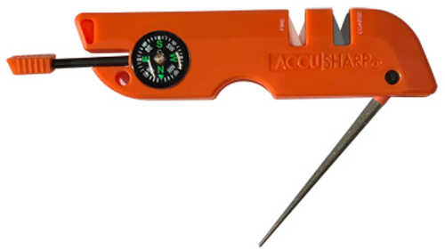 AccuSharp Outdoor Survival Tool Orange Multi-Tool Tungsten Carbide Blades (2)-Sharpening Slots SOS Mirror Compass Fire-S