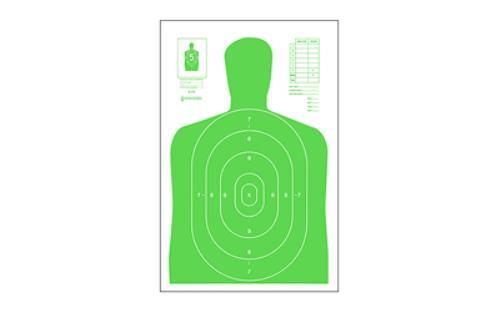 Action Target B-27E High Visibility Fluorescent Green Silhouette Cut Off Below Ring 7 23"x35" 100 Per Box B-27E-L