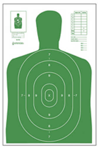 Action Target B-27E Economy Green Silhoutte Cut Off Below Ring 7 23"x35" 100 Per Box B-27EGREEN-100