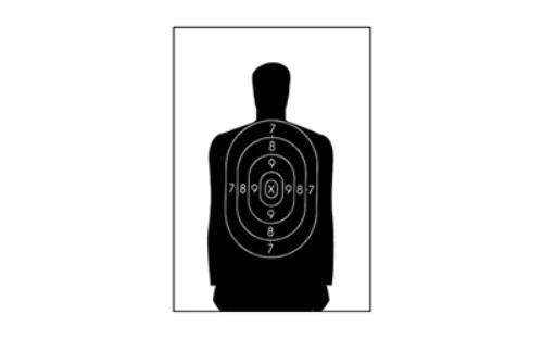 Action Target B-29 Qualification 50 Foot Reduction Of B-27 Police Silhouette Black 11.5"x22" 100 Per Box B-29-100