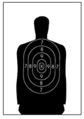 Click to see larger image. Action Target B-34 Qualification 25 Yard Reduction Of B-27 Police Silhouette Black 17.5"x23" 100 Per Box B-34-100