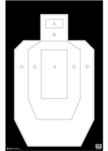 Action Target IPSC/PBKB Unofficial Practice High Visibility Black Background On White Paper 23"x35" 100 Per
