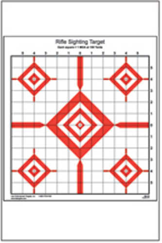 Action Target SI-13 Advanced Rifle Sighting 1.047 Inch Grid Pattern Black/Red 14"x15" 100 Per Box SI-13-100