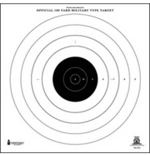 Action Target SR-1 100-Yard Military Bulls-Eye Heavy Tagboard Paper Black 21"x21" Per Box SR-1-100