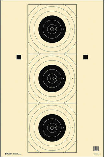 Action Target Sr-21c Three Bull's-eye Training Target Cream And Black 10.5"x10.5" 100 Per Box Sr-21c3a-100