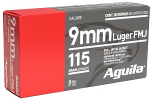 Aguila Ammunition Pistol 9mm 115 Grain Full Metal Jacket 50 Round Box 1E097704