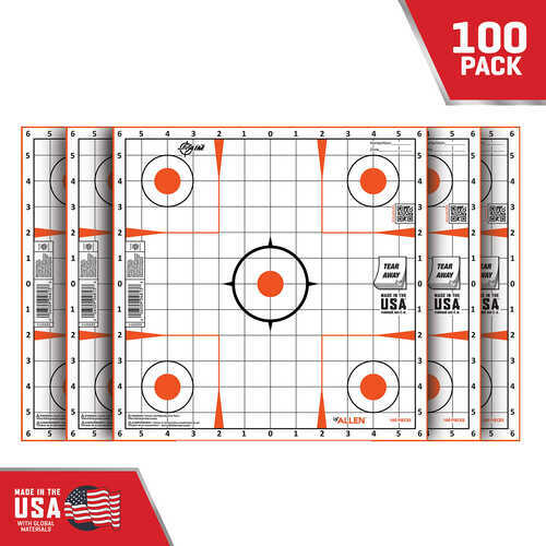 Allen EZ AIM Adhesive Bullseye 12"x12" 100 Pack White and Orange 15333-100