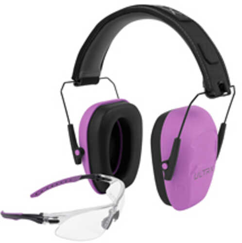 Allen Ultrx Hearing And Eye Combo Shield Passive Earmuff Nrr 23db Plum Anti-fog/anti-scratch <span style="font-weight:bolder; ">Shooting</span> <span style="font-weight:bolder; ">Glasses</span> Clear Ansi