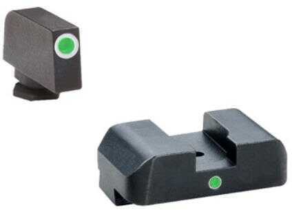 AmeriGlo I-Dot Sight Fits Glock 42 and 43 Green Tritium White Outline Front with Rear GL-105